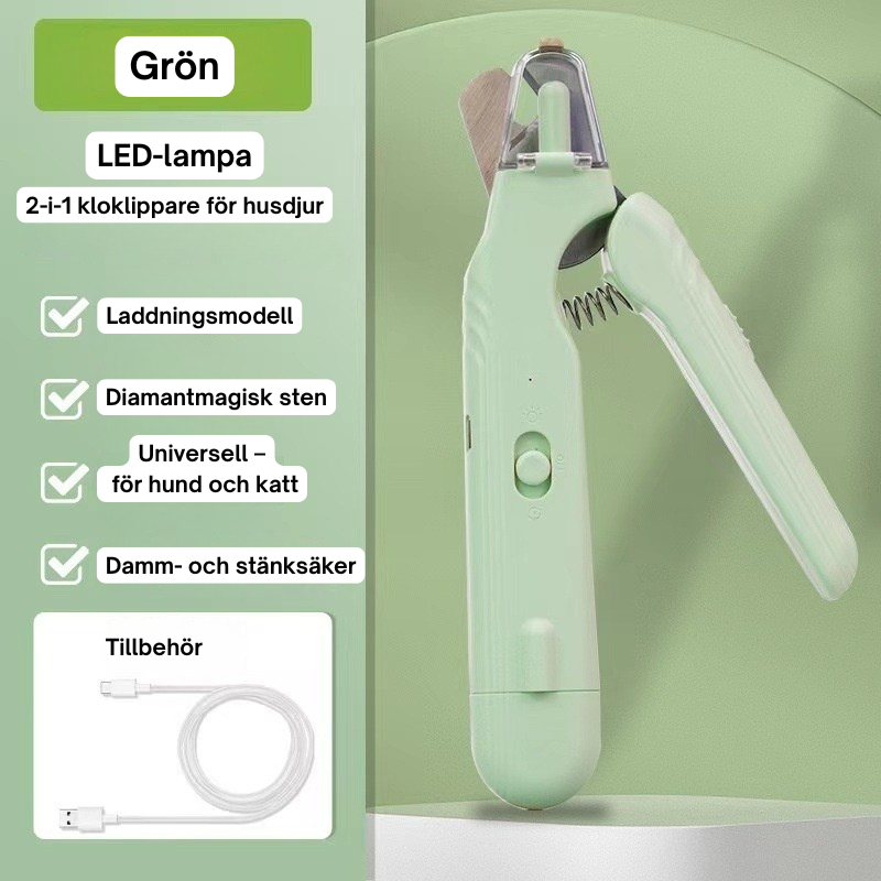 2-i-1 LED-klotång för Hund & Katt – Klippning med Synlig Blodlinje