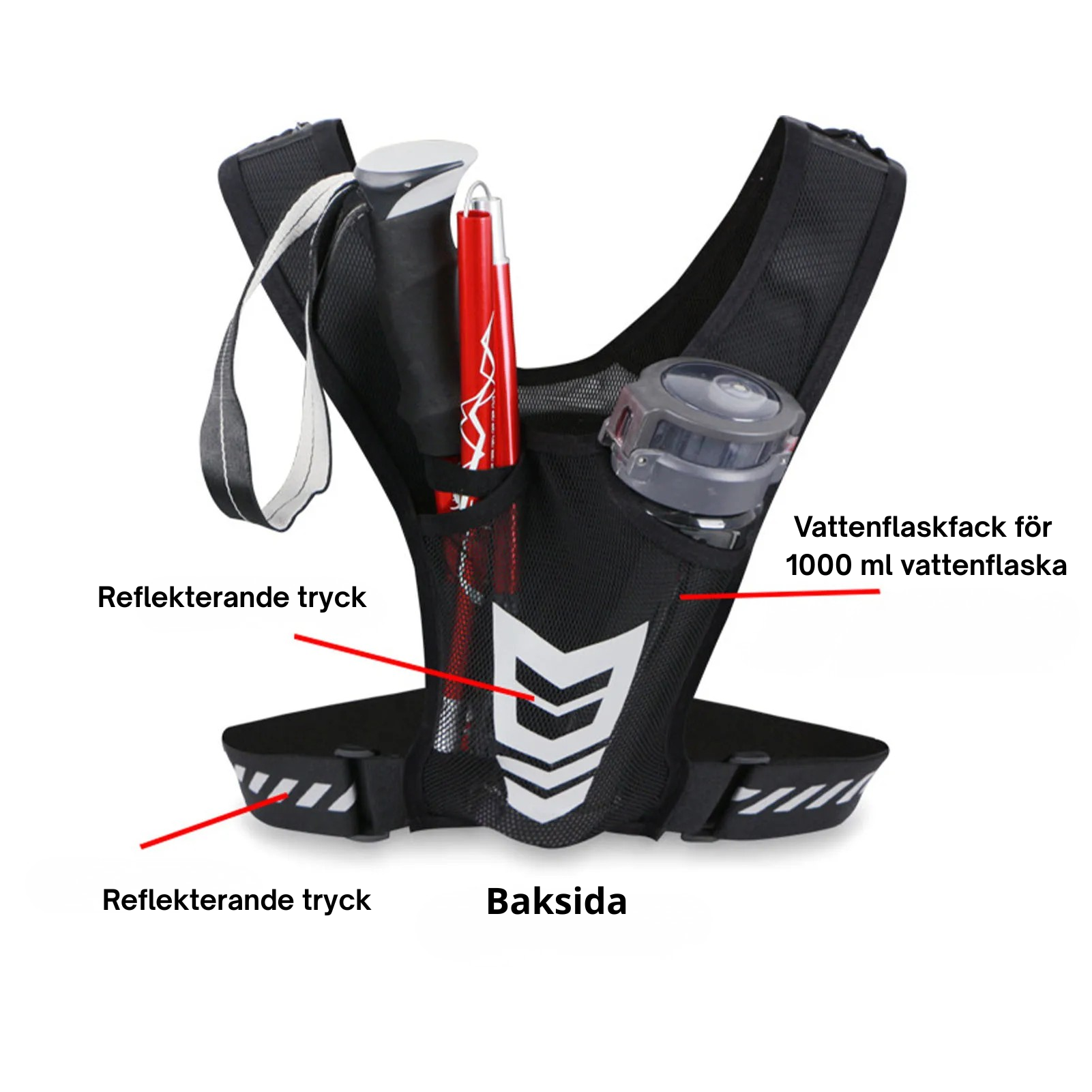 Lätt reflexväst för löpning, skidåkning, cykling & skridskor – hög synlighet