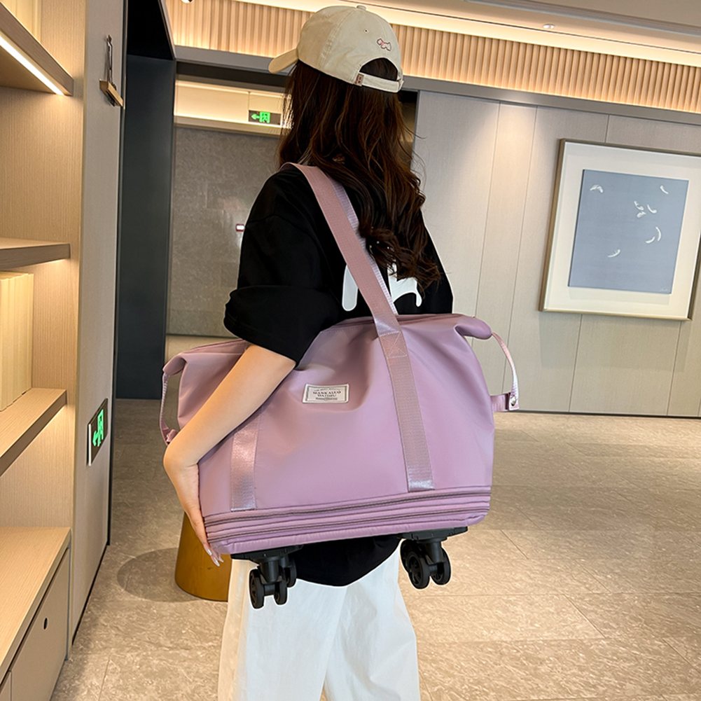 Hopfällbar väska med hjul – stor kapacitet i Oxfordtyg med våt och torrfack