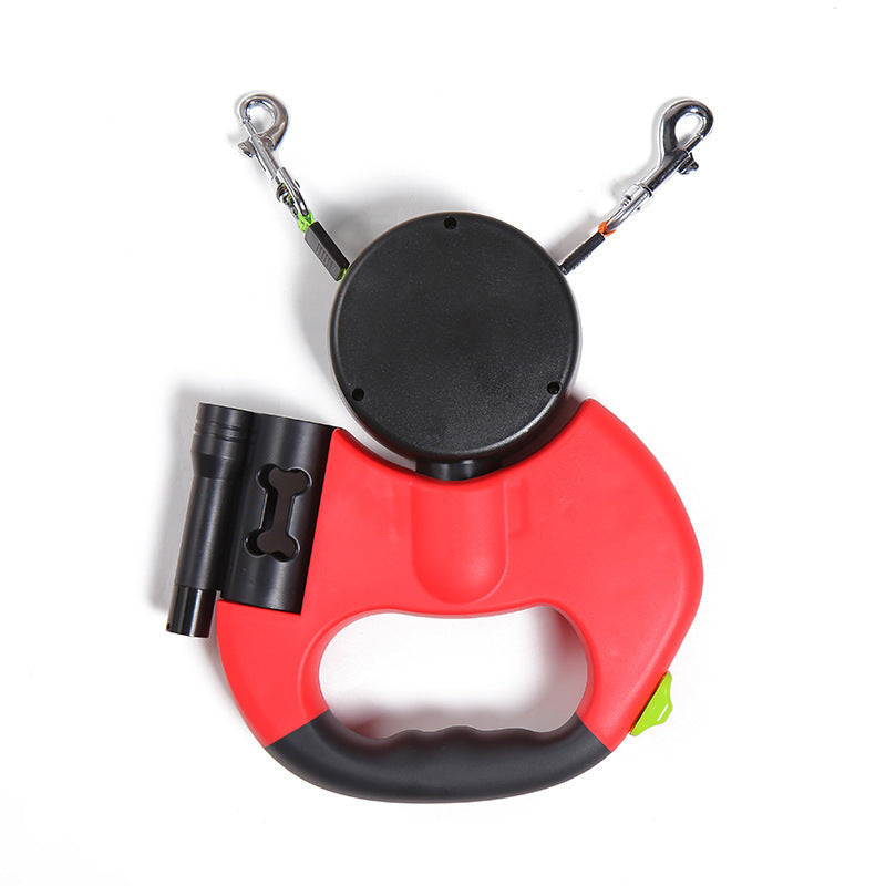 Smidigt och trasselfritt dubbelkoppel med ficklampa och reflex för mindre hundar