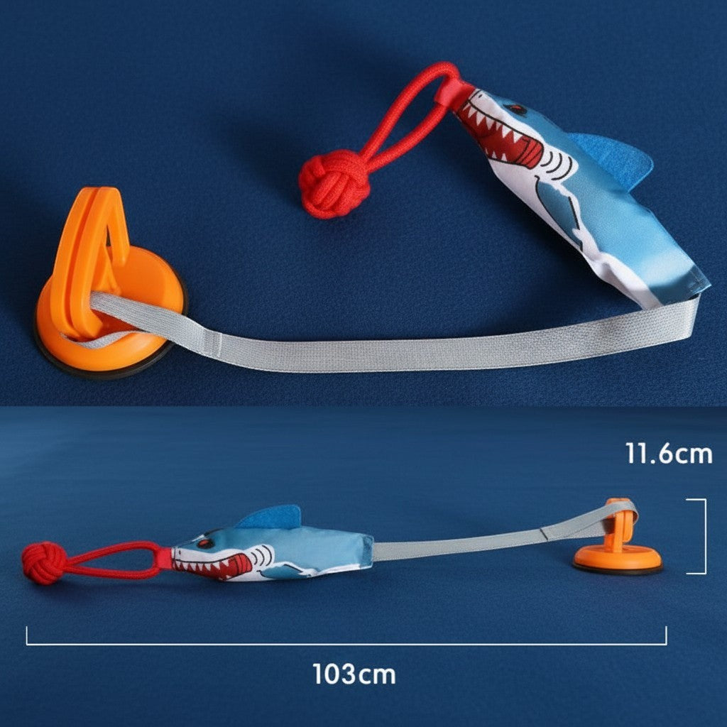 ZenZon Nordic shark cotton rope dog toy with suction cup for interactive tugging and chewing play