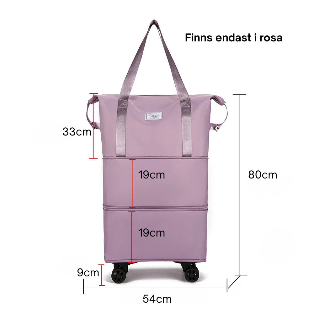 Hopfällbar väska med hjul – stor kapacitet i Oxfordtyg med våt och torrfack