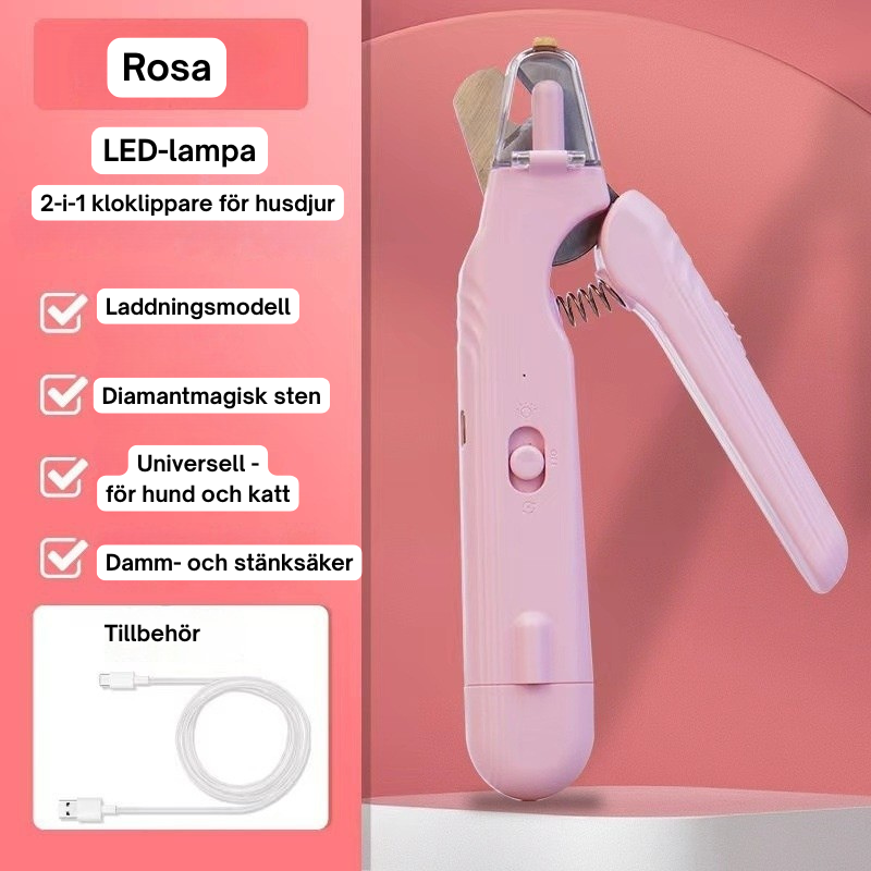 2-i-1 LED-klotång för Hund & Katt –  Klippning med Synlig Blodlinje