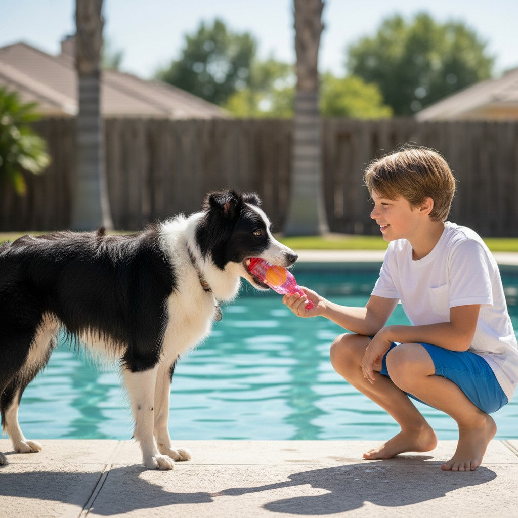 ZenZon Nordic pink bottle-shaped dog toy with a squeaky ball inside, made of durable natural rubber.